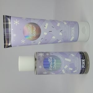 NEW Victoria's Secret PINK Vanilla Snow set of Body Mist and Body Lotion